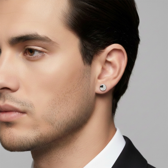 Half-Moon Diamond Stud For Men's