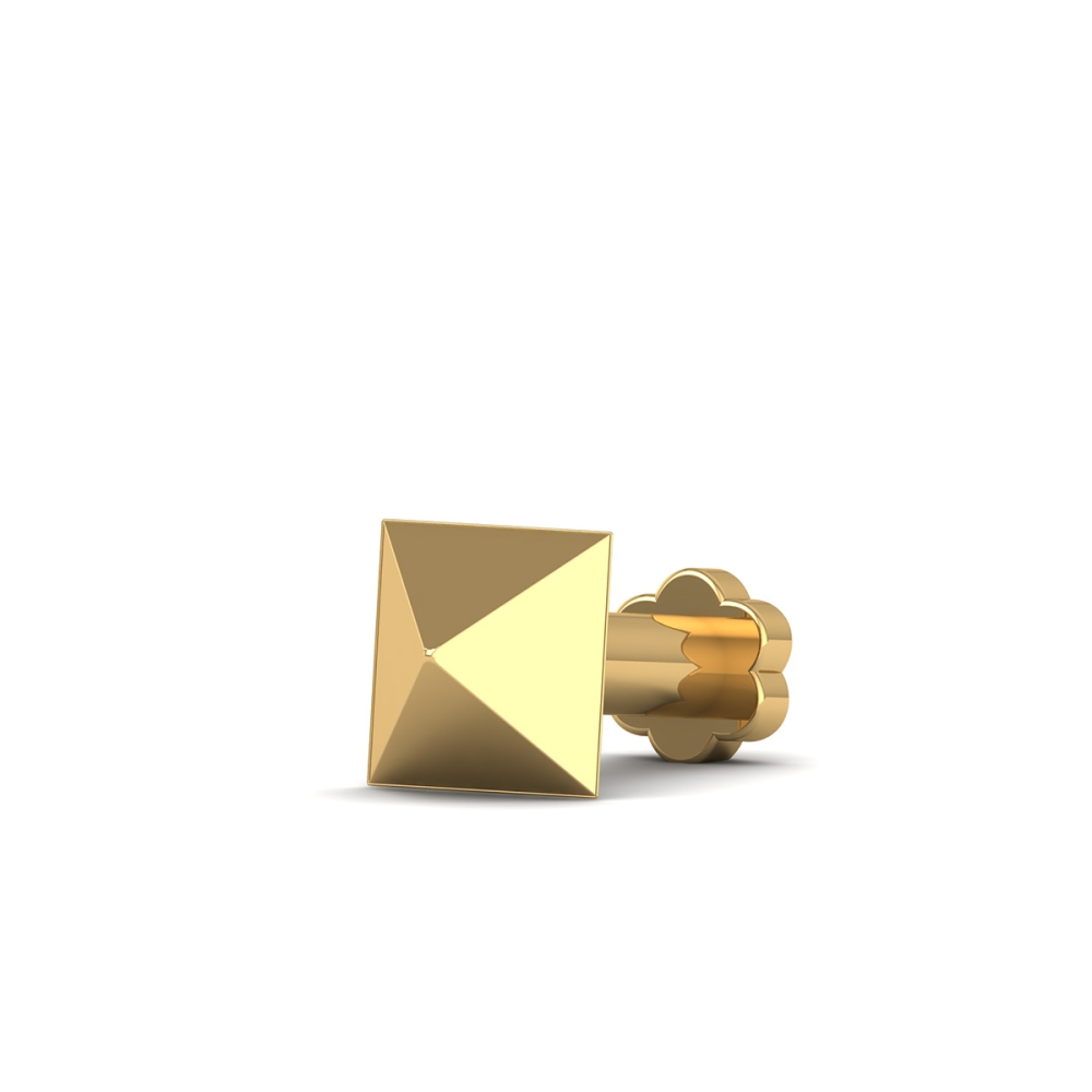 Golden Pyramid Nose Pin For Women