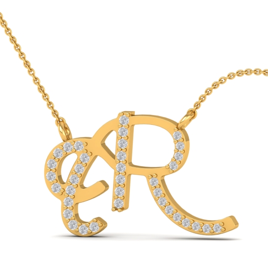 Golden ER Diamond Initial Pendant