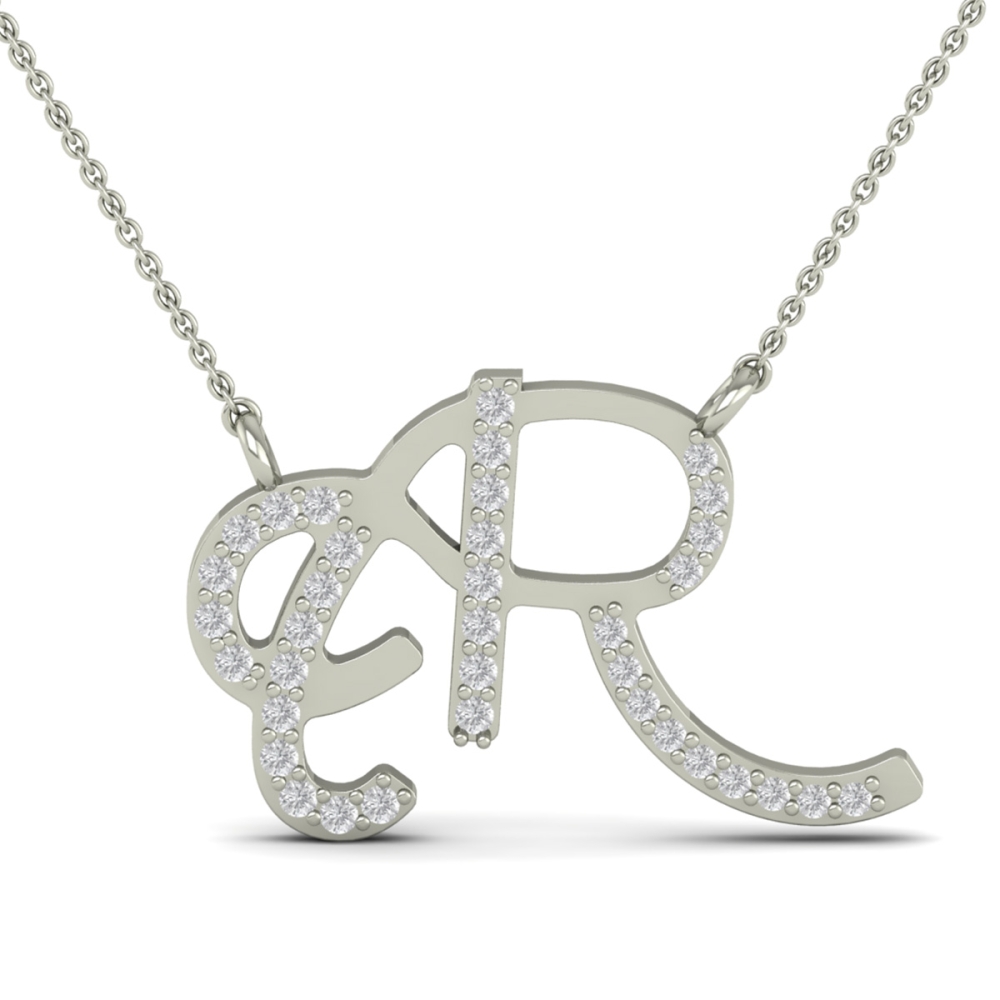 Golden ER Diamond Initial Pendant