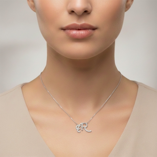 Golden ER Diamond Initial Pendant