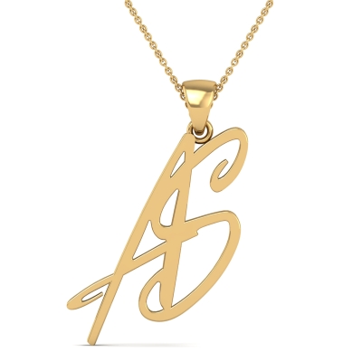 Golden AS Initial Pendant