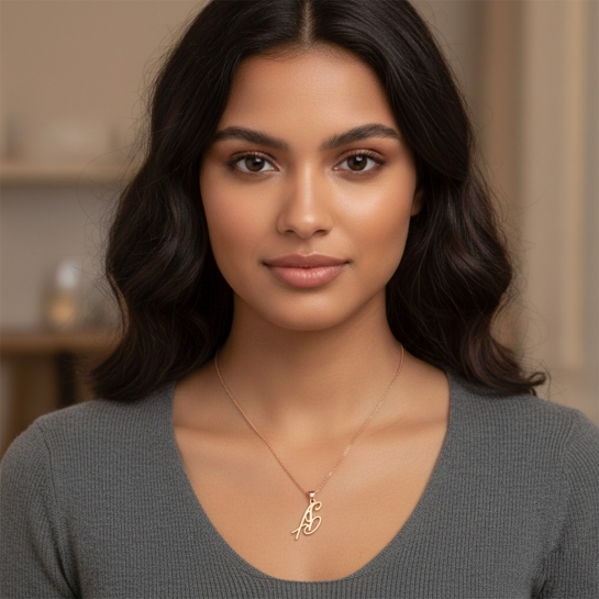 Golden AS Initial Pendant