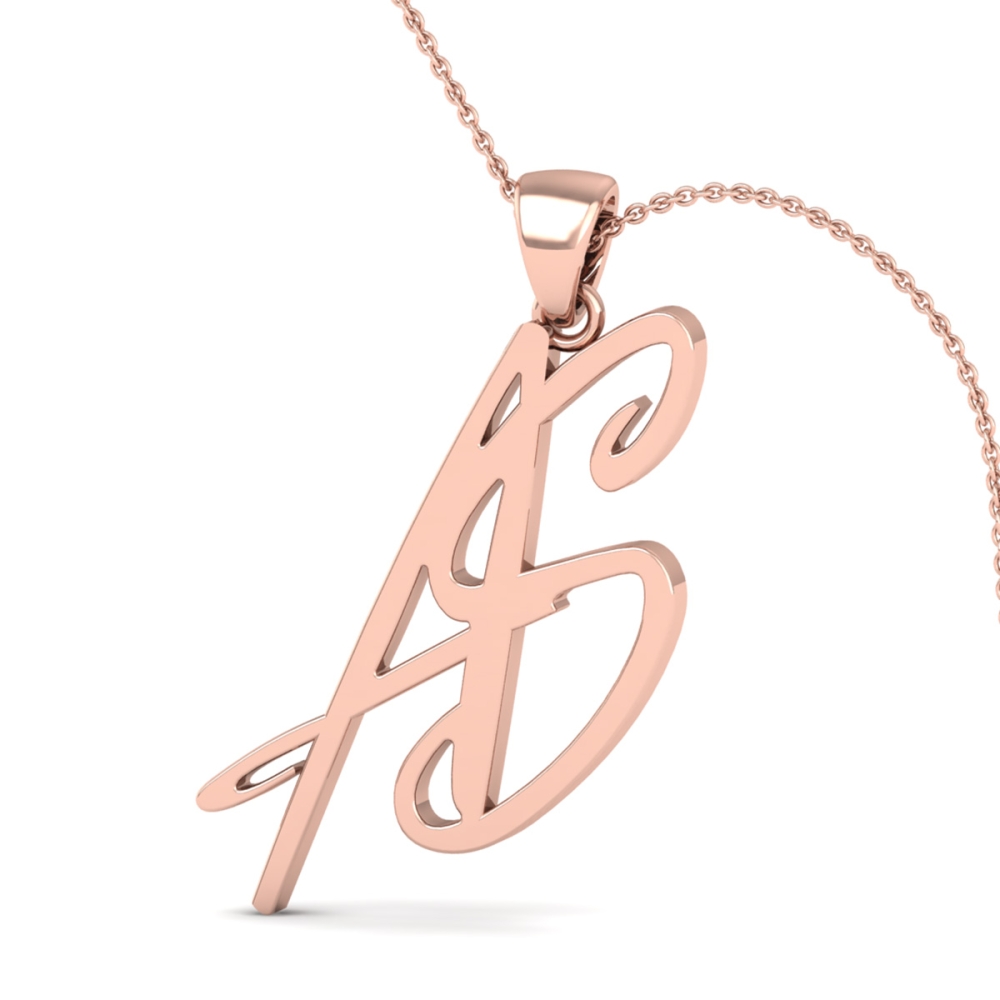 Golden AS Initial Pendant
