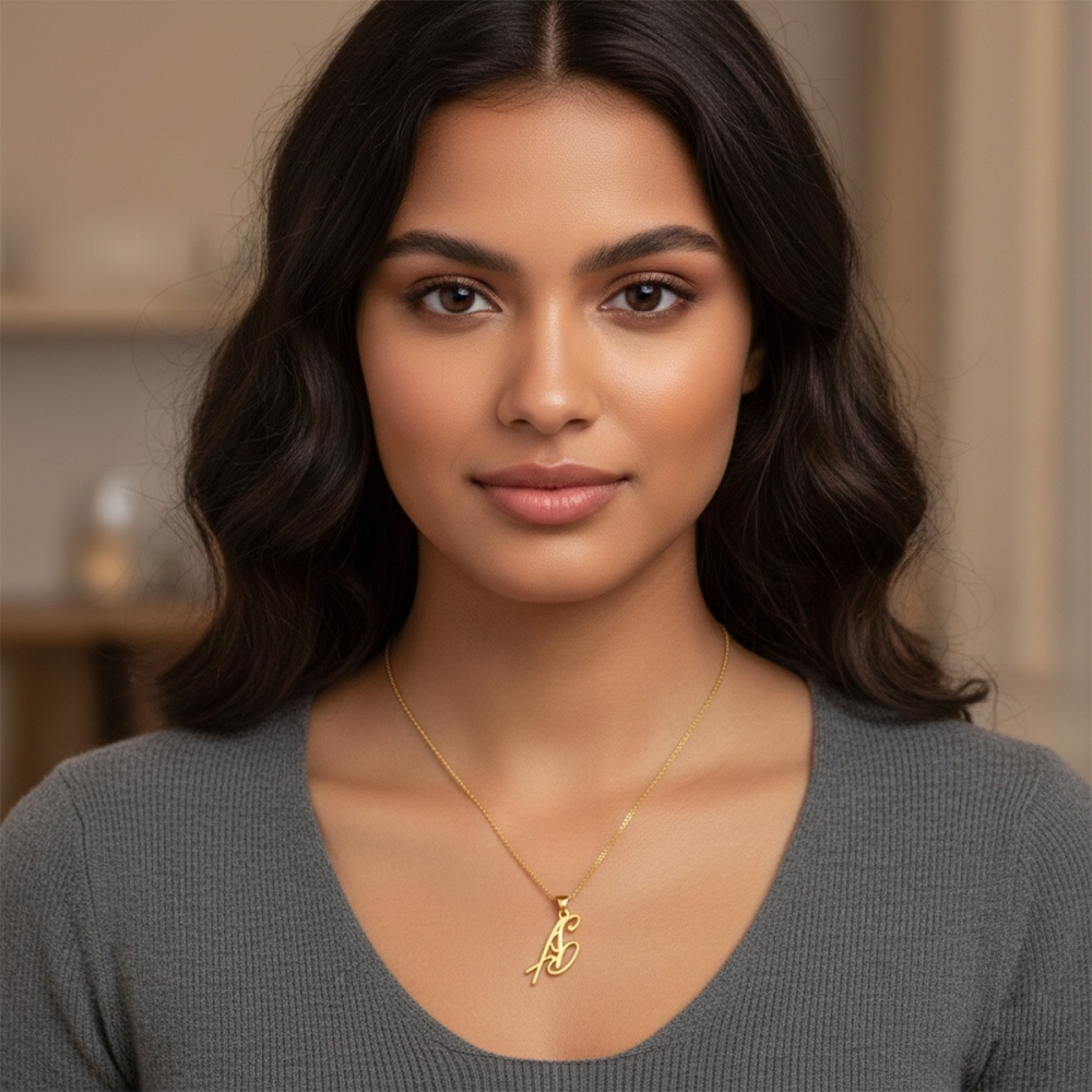 Golden AS Initial Pendant