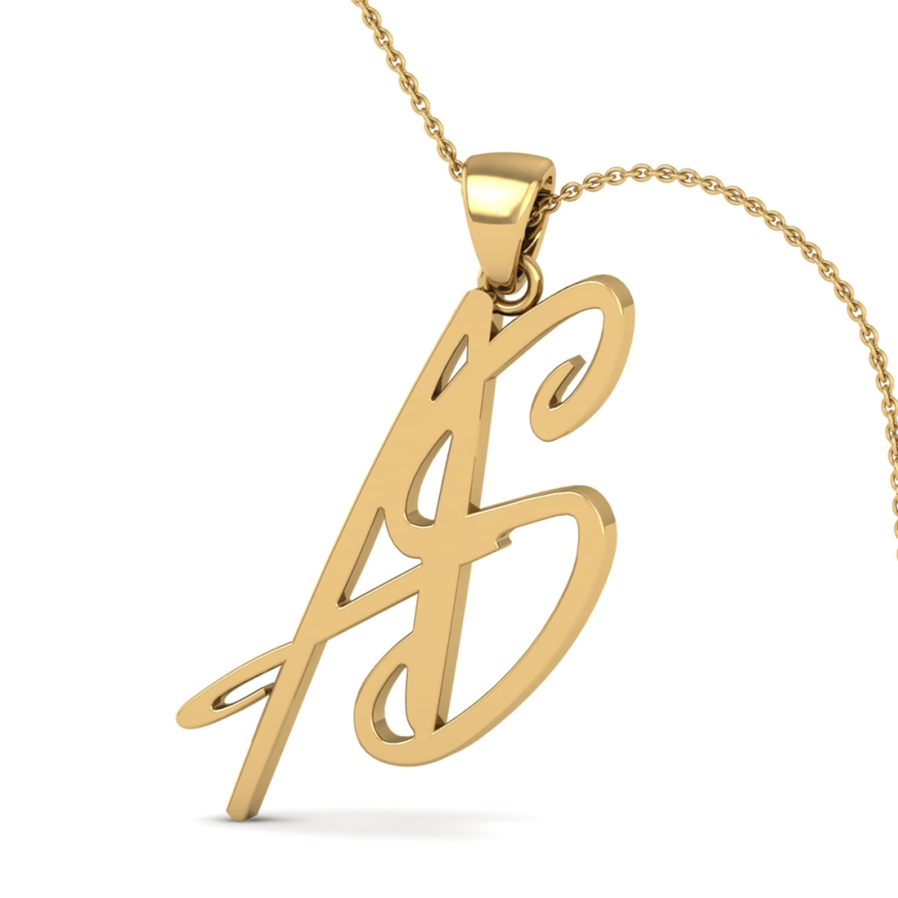 Golden AS Initial Pendant