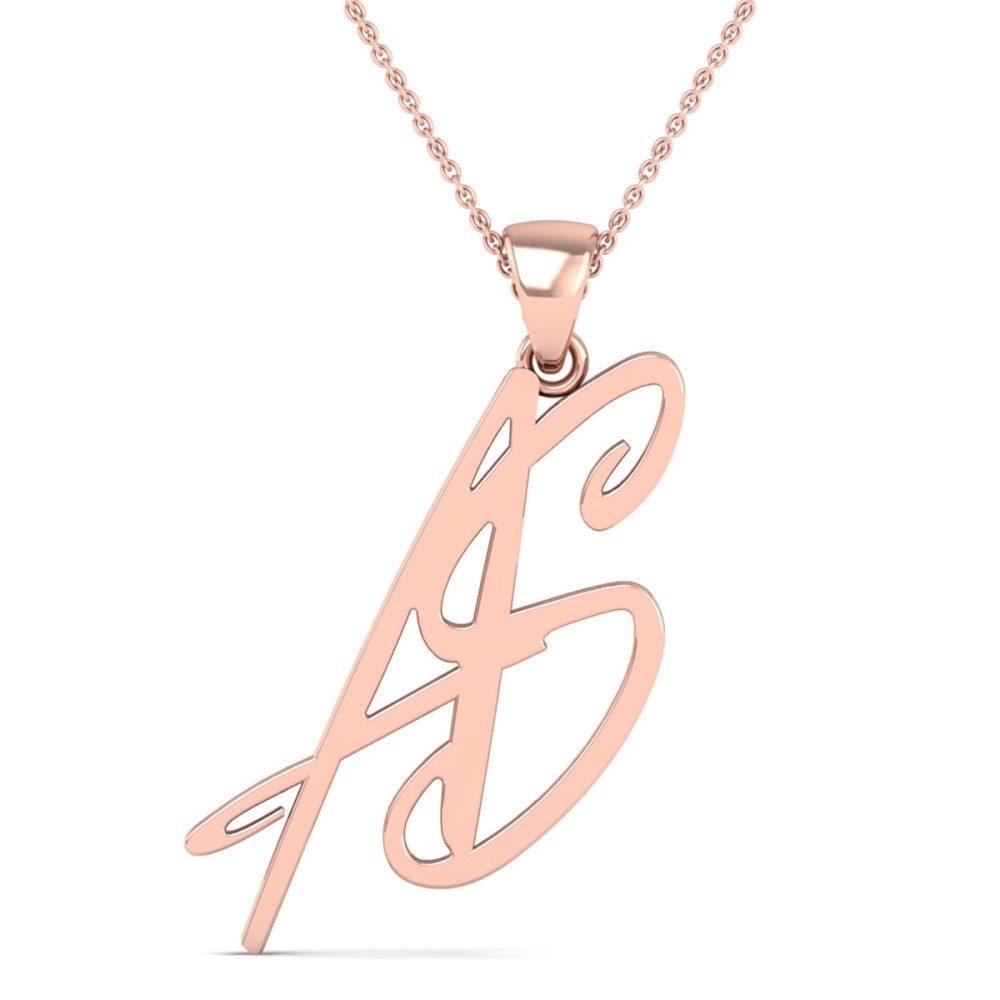 Golden AS Initial Pendant