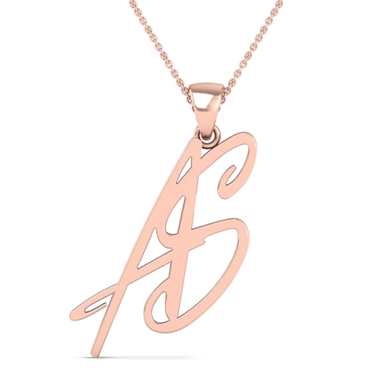 Golden AS Initial Pendant