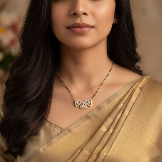 Trinity Spark Diamond Mangalsutra For Women's-2