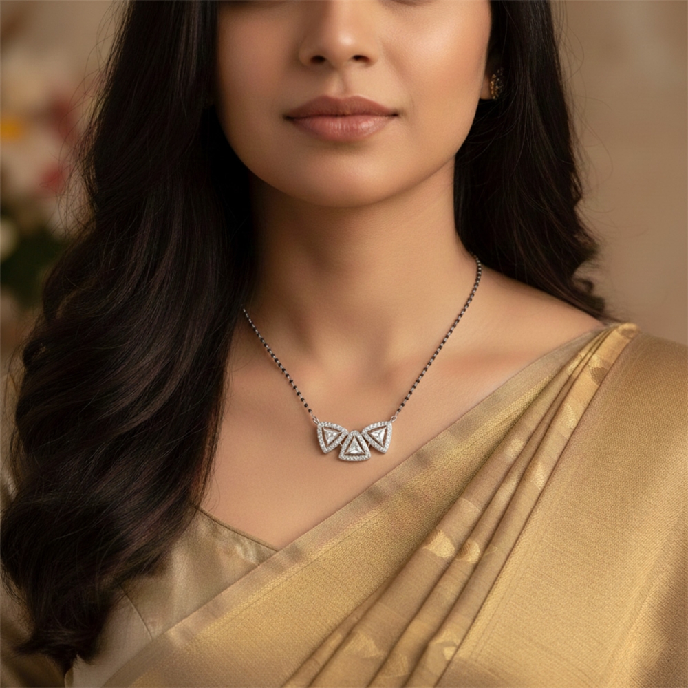Trinity Spark Diamond Mangalsutra For Women's-2