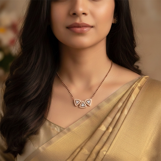 Trinity Spark Diamond Mangalsutra For Women's-2