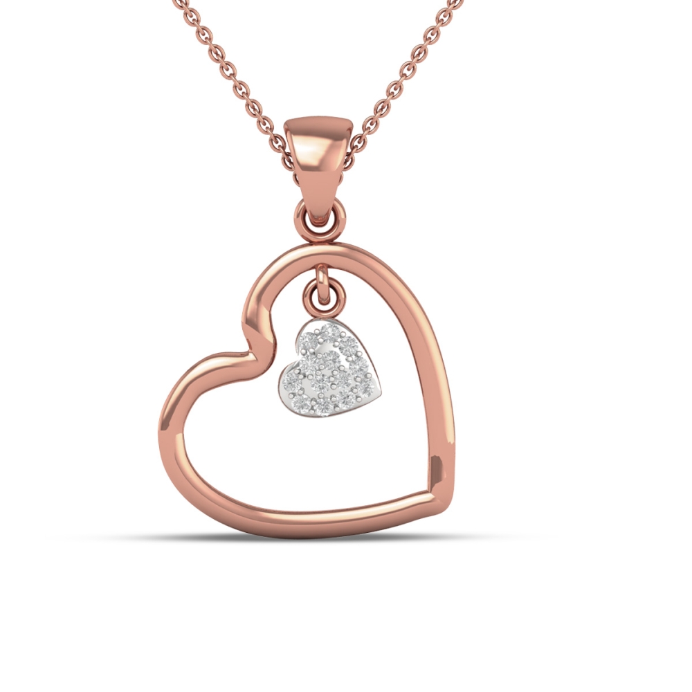 18K/14K Pure Love Gold and Diamond Drop Pendant For Women