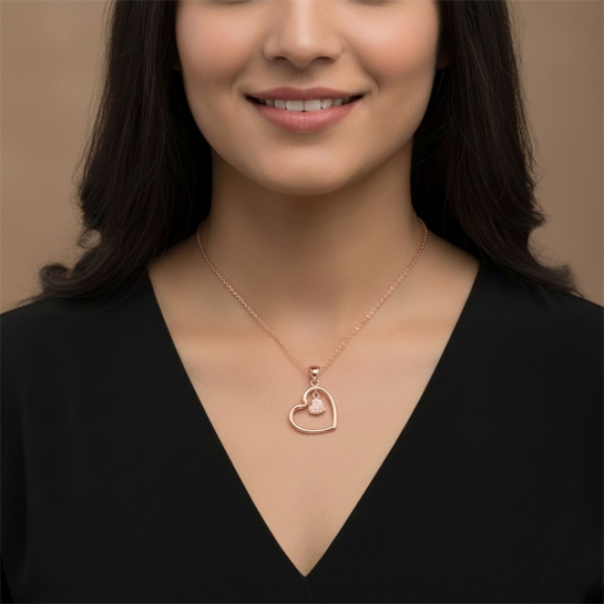 18K/14K Pure Love Gold and Diamond Drop Pendant For Women