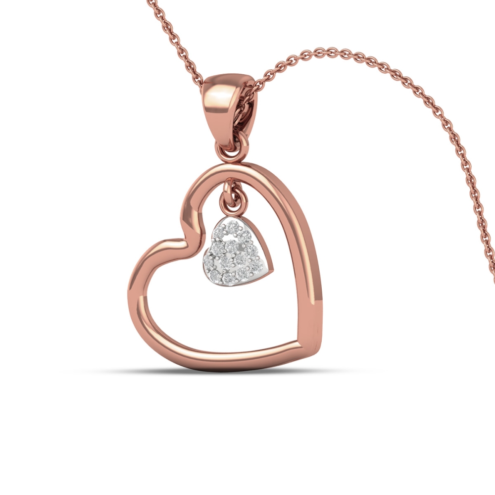 18K/14K Pure Love Gold and Diamond Drop Pendant For Women