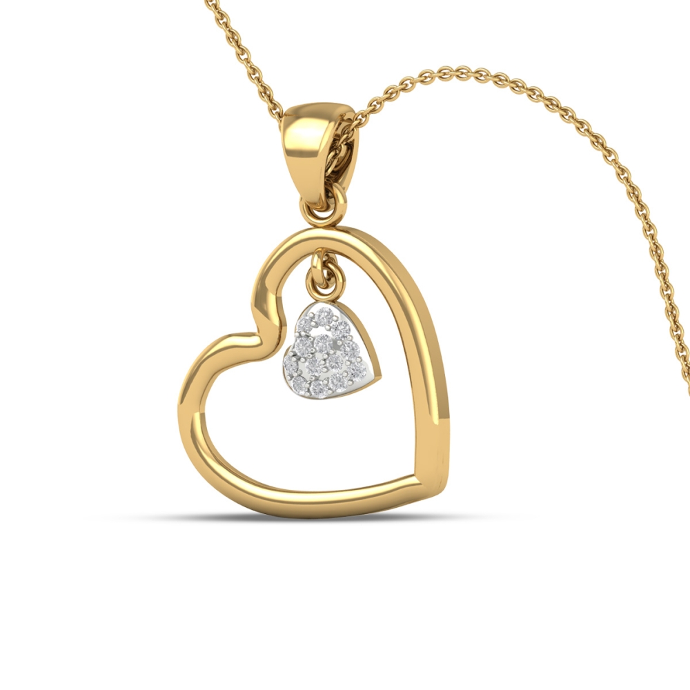 18K/14K Pure Love Gold and Diamond Drop Pendant For Women