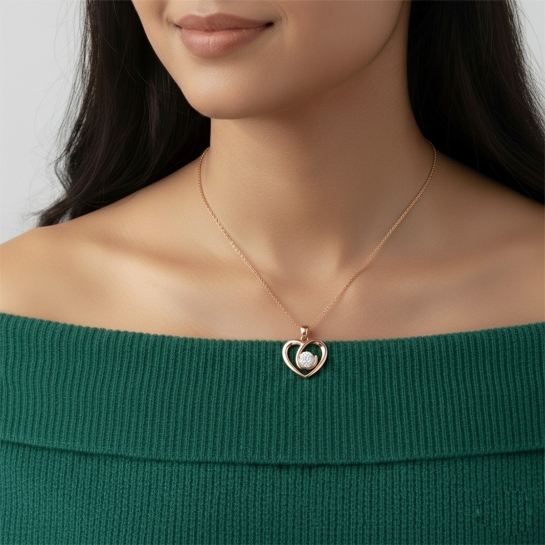 18K/14K Eternal Heart Gold Diamond Pendant For Women's 