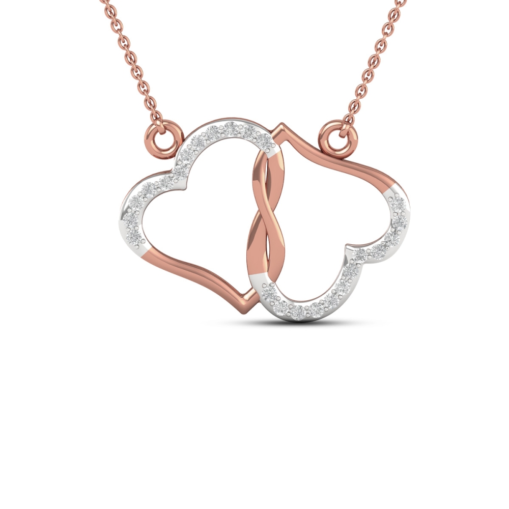 18K/14K Twin Hearts Embrace Pendant For Women's 