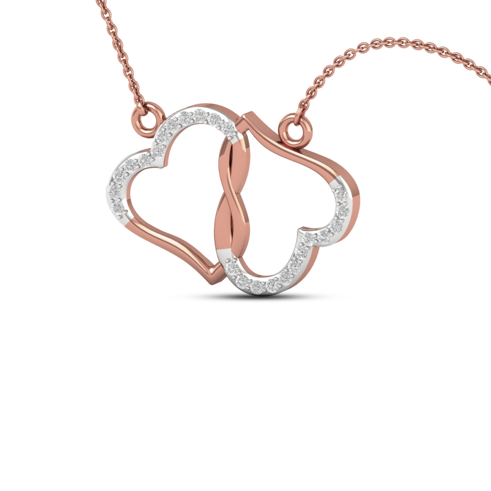 18K/14K Twin Hearts Embrace Pendant For Women's 