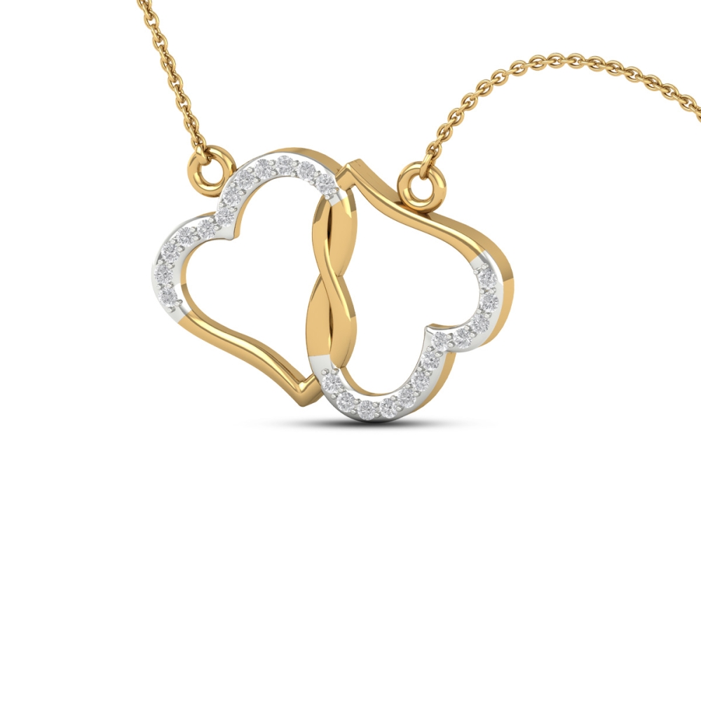 18K/14K Twin Hearts Embrace Pendant For Women's 