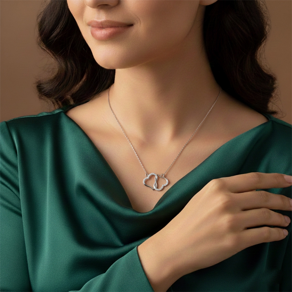 18K/14K Twin Hearts Embrace Pendant For Women's 