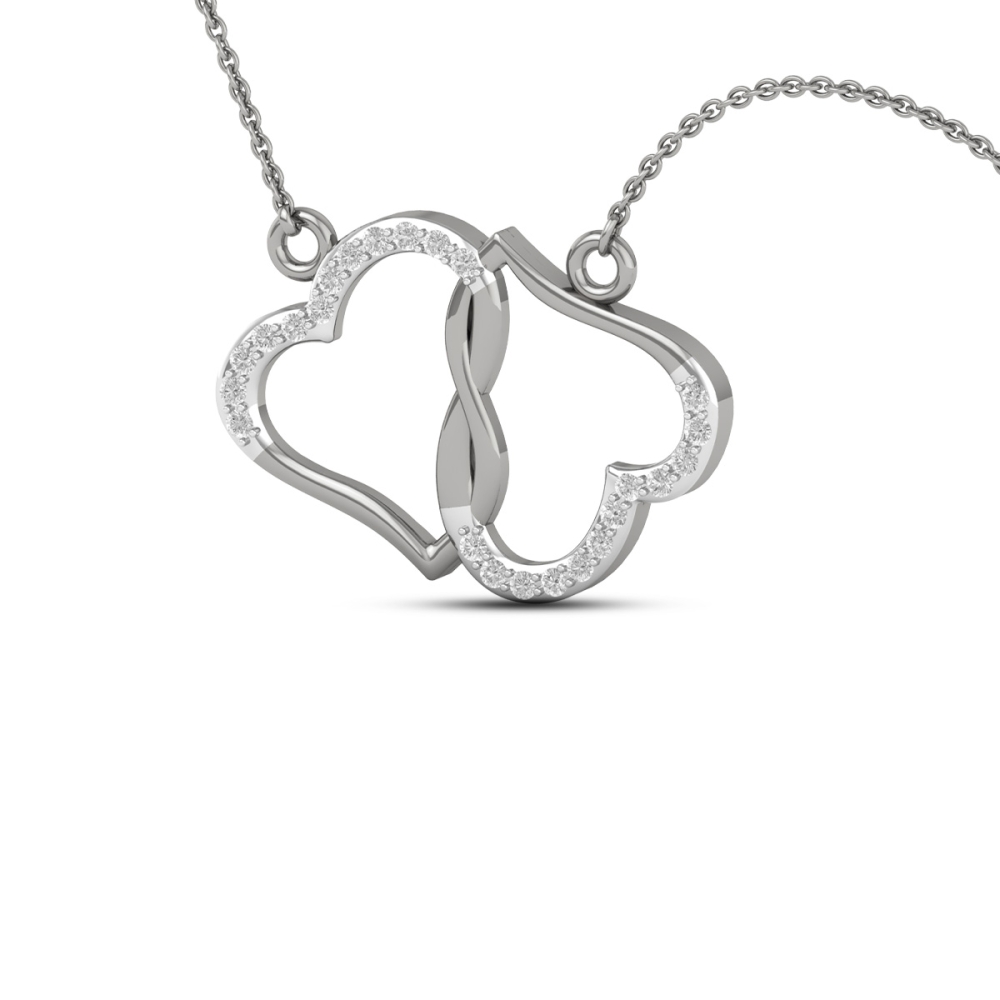 18K/14K Twin Hearts Embrace Pendant For Women's 