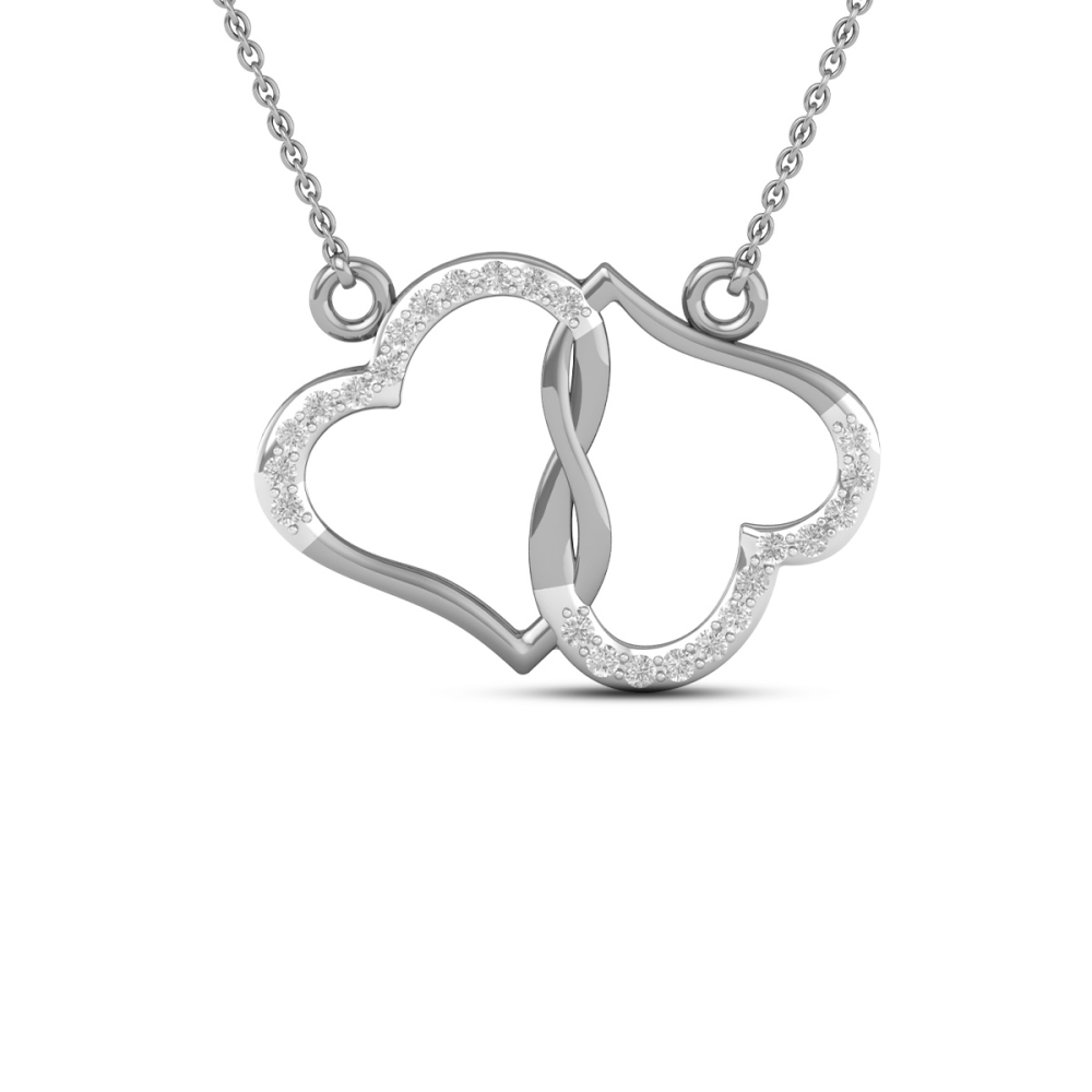 18K/14K Twin Hearts Embrace Pendant For Women's 