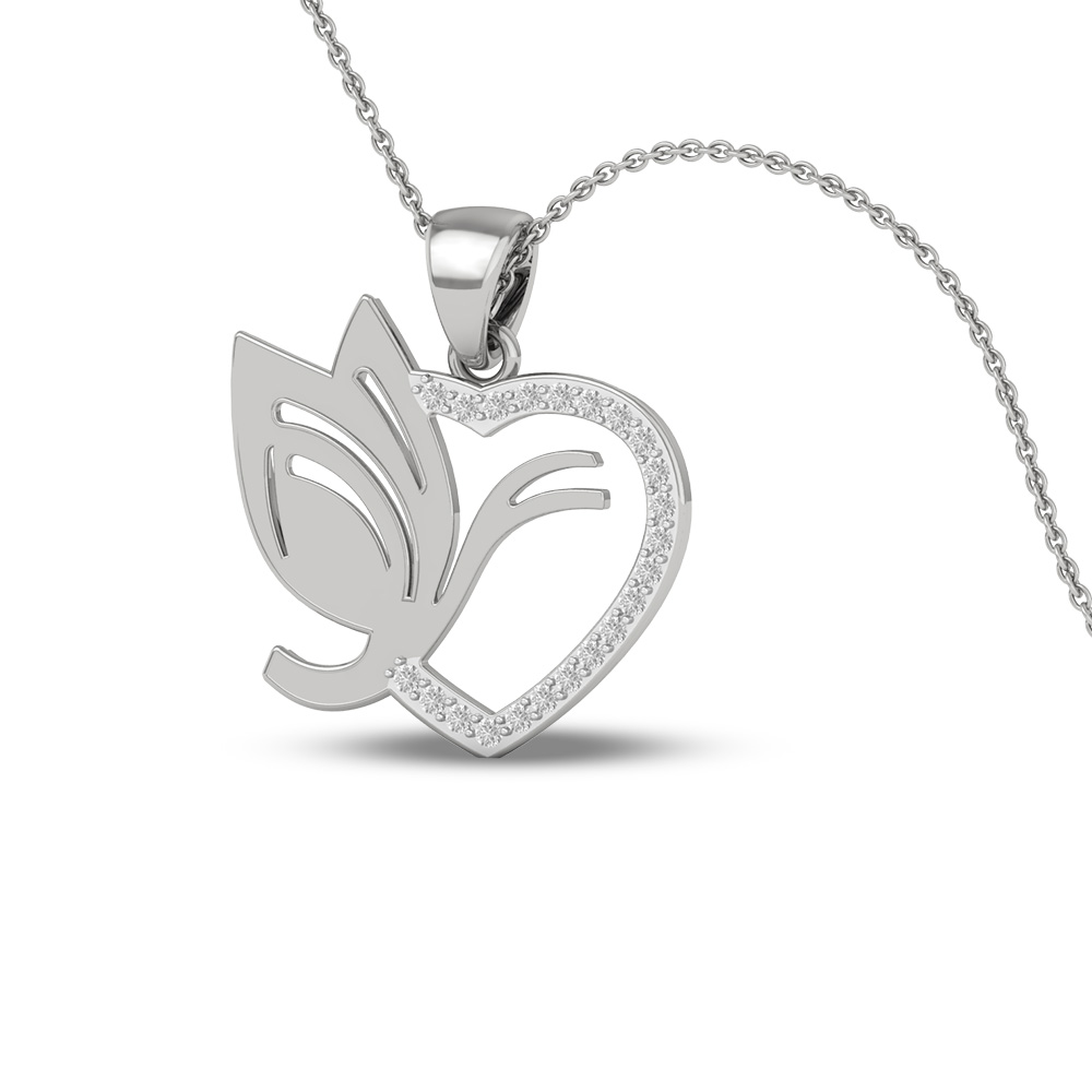 18K/14K Divine Love Leaf Heart Pendant for Women 