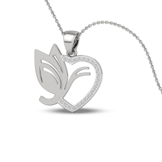 18K/14K Divine Love Leaf Heart Pendant for Women 
