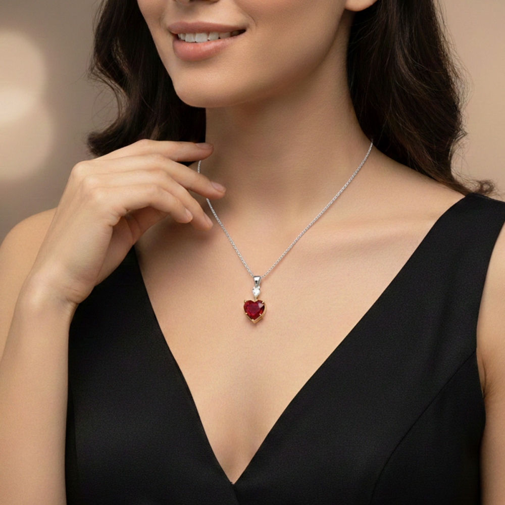 18k/14k Simulated Diamond Heart Pendant for Women 