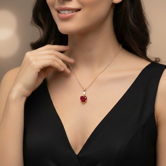 18k/14k Simulated Diamond Heart Pendant for Women 