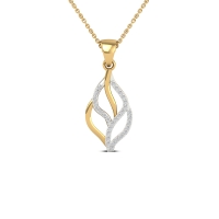 18K/14K Elegant Dual Tone Leaf Pendant Necklace For Women
