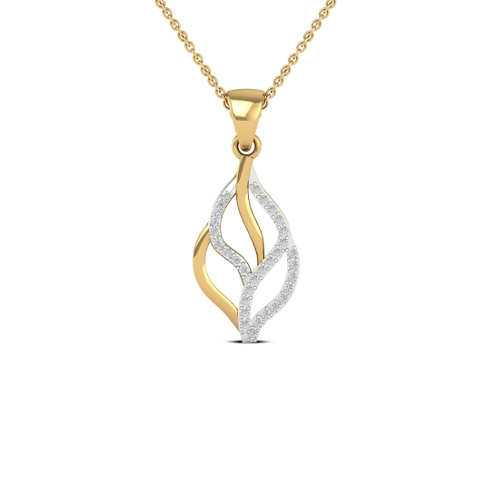 18K/14K Elegant Dual Tone Leaf Pendant Necklace For Women