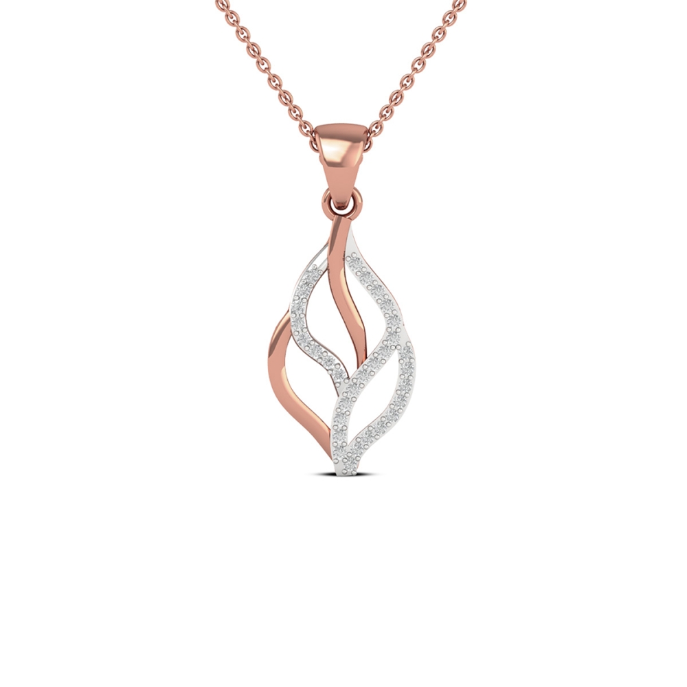 18K/14K Elegant Dual Tone Leaf Pendant Necklace For Women