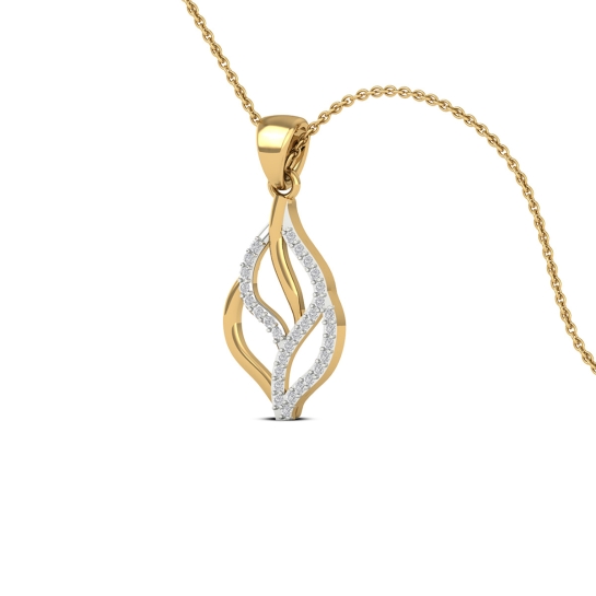18K/14K Elegant Dual Tone Leaf Pendant Necklace For Women