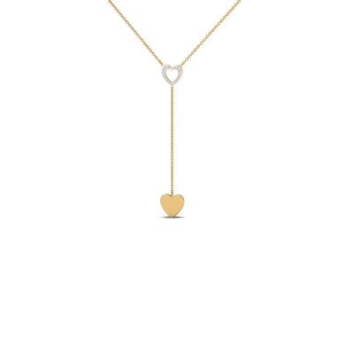 18K/14K Two Heart's Pendant Necklace For Women
