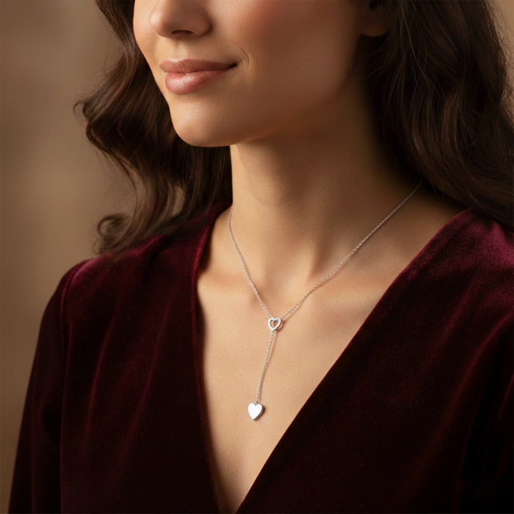 18K/14K Two Heart's Pendant Necklace For Women