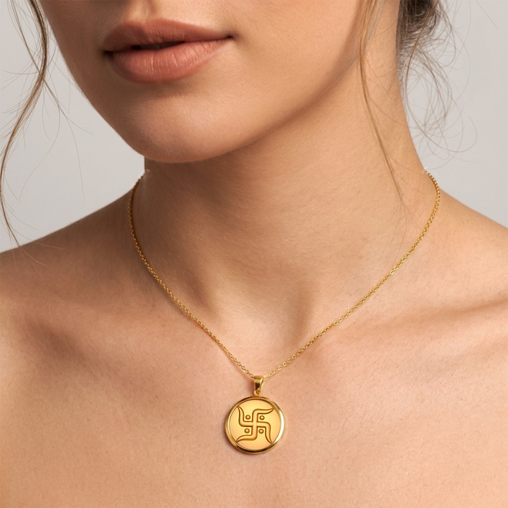 Swastik  Gold Coin Pendant