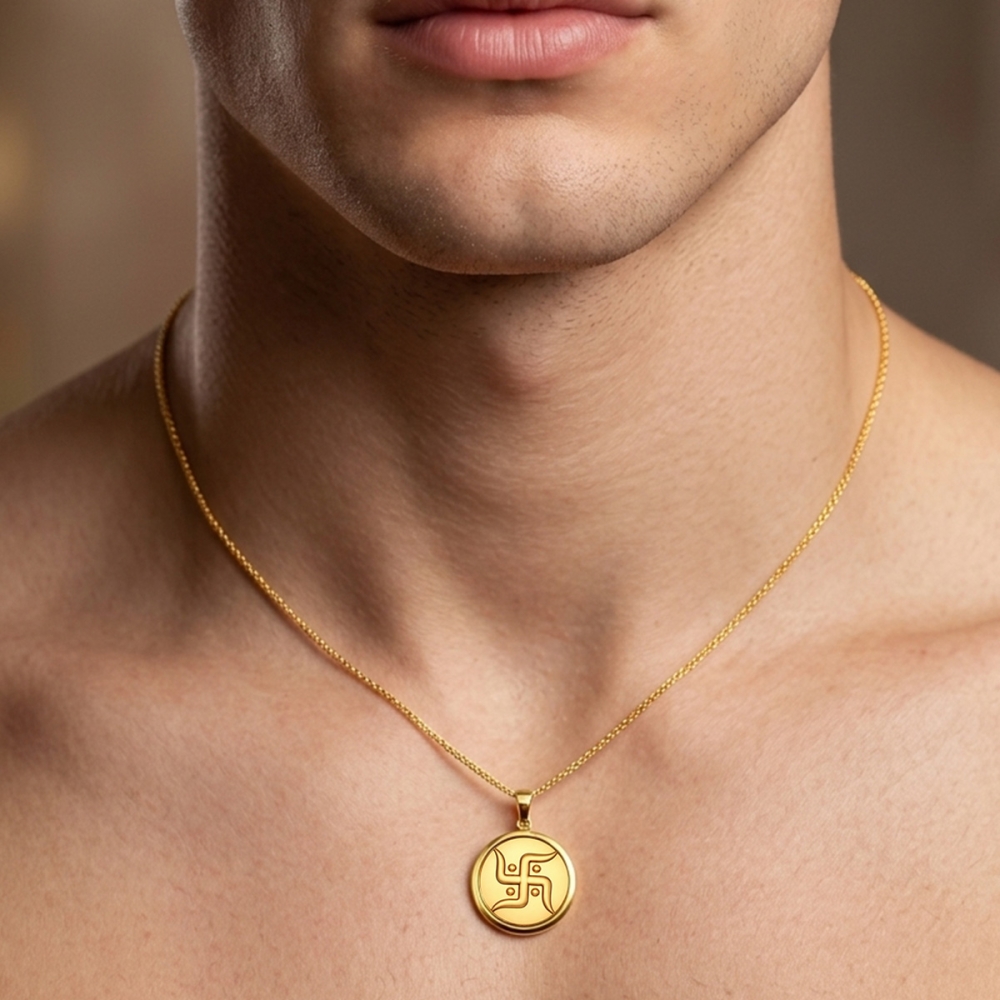 Swastik  Gold Coin Pendant