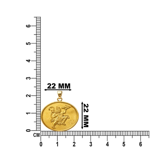 Geetanjali Yellow Gold Hanuman Ji Coin Pendant for Men And Women