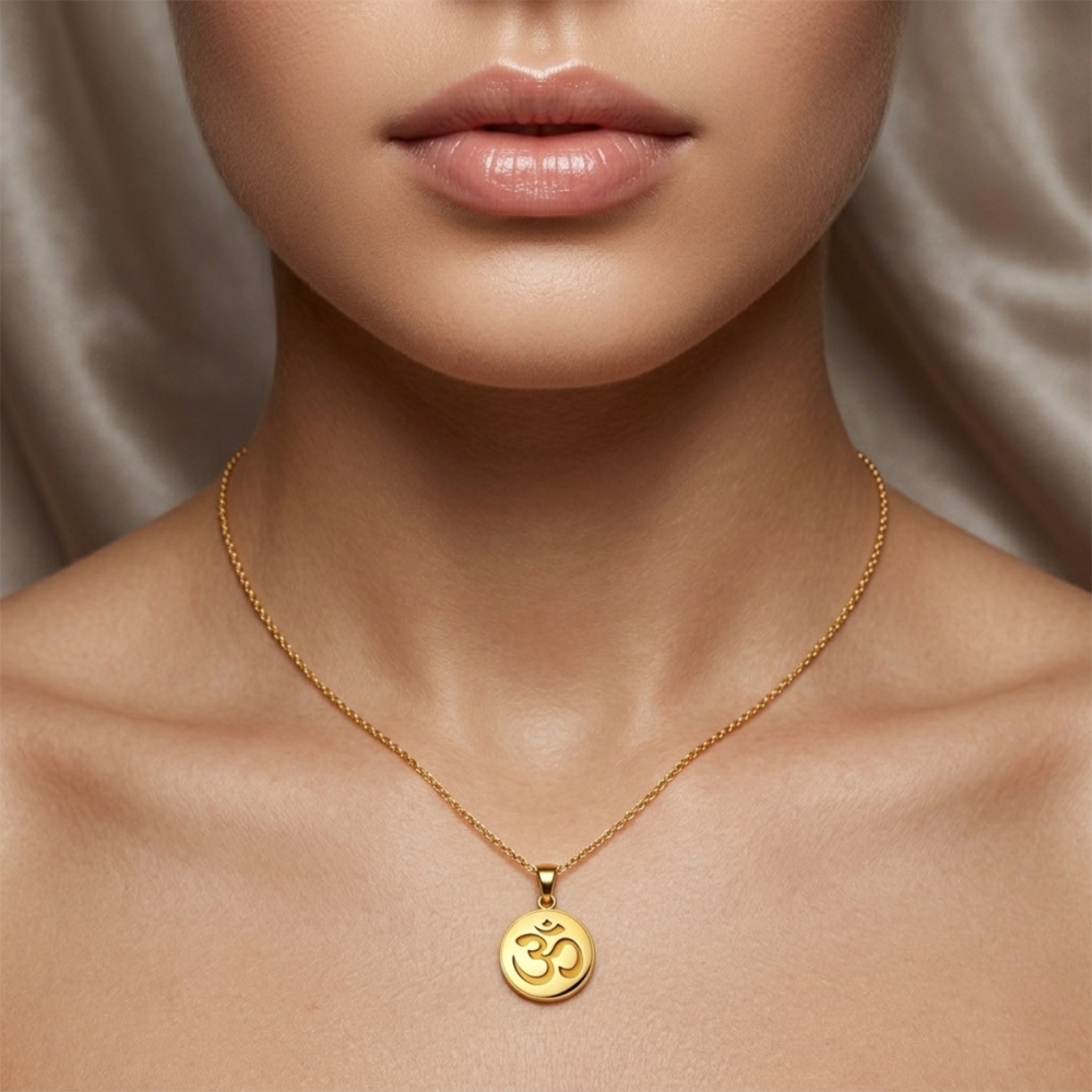 Alina OM yellow gold coin Pendant For Men and Women  
