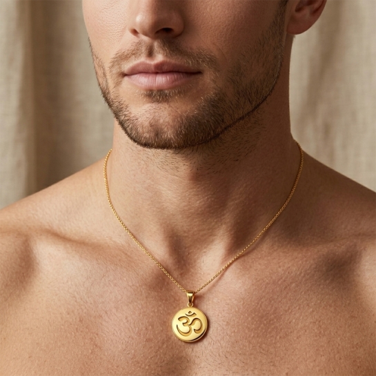 Alina OM yellow gold coin Pendant For Men and Women  