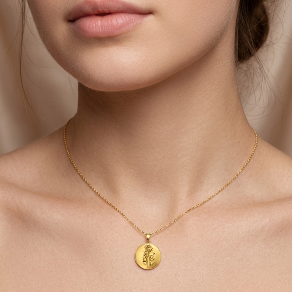 Khushi Yellow Rose  gold coin Pendant For Men and Women