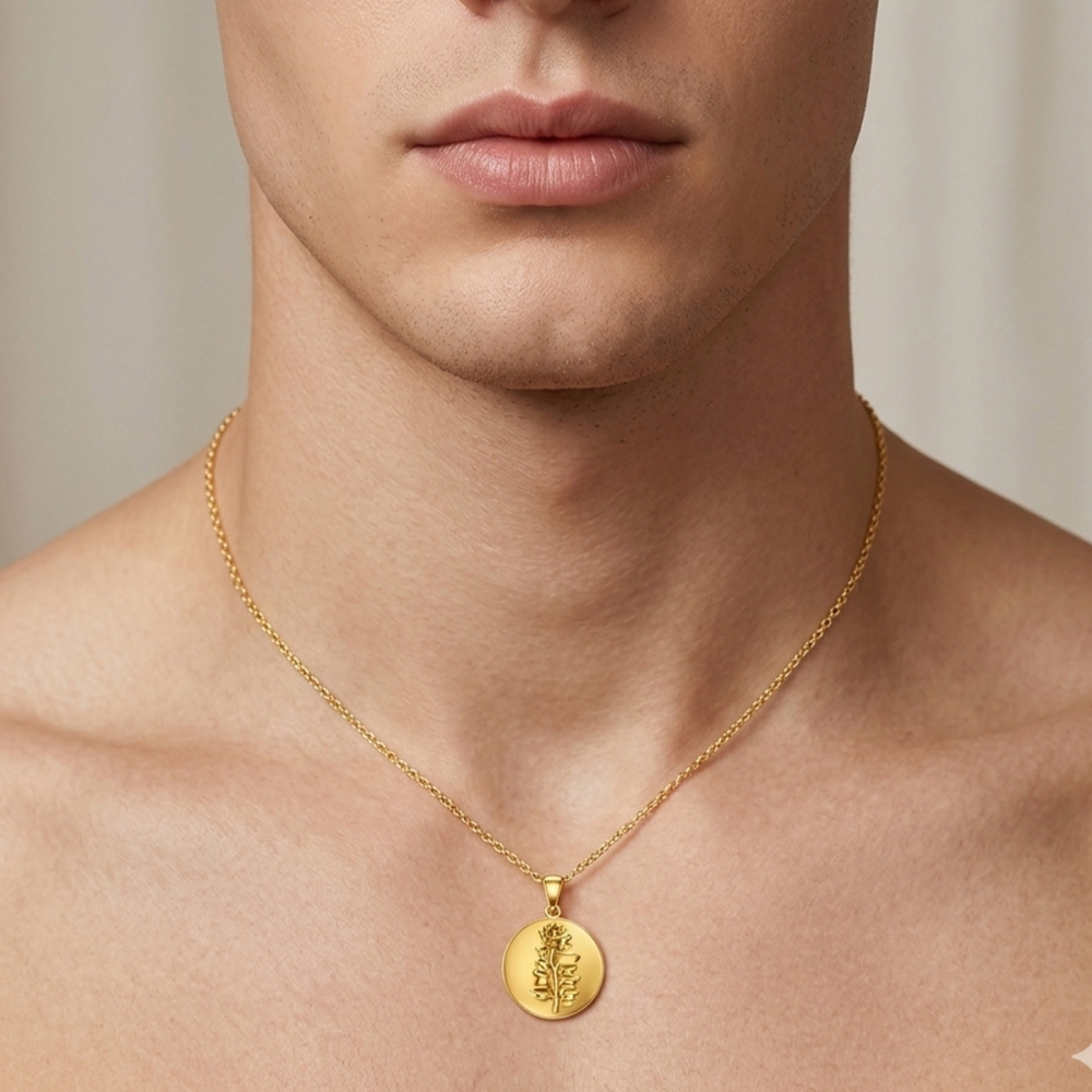 Khushi Yellow Rose  gold coin Pendant For Men and Women