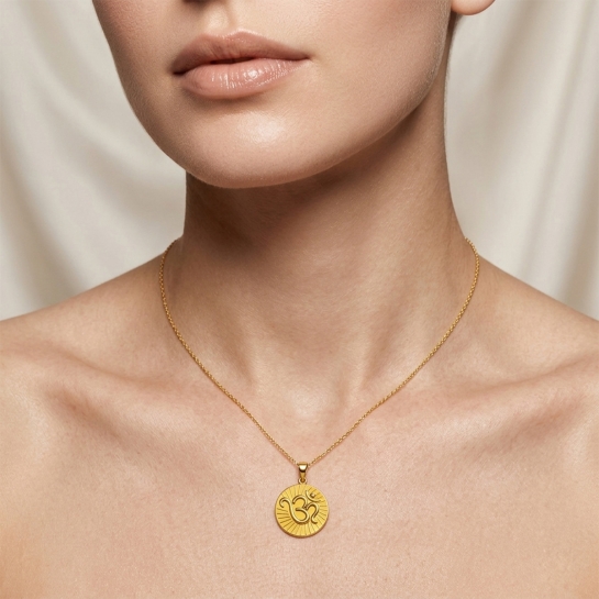 Surya Prakash Om Gold Coin pendant