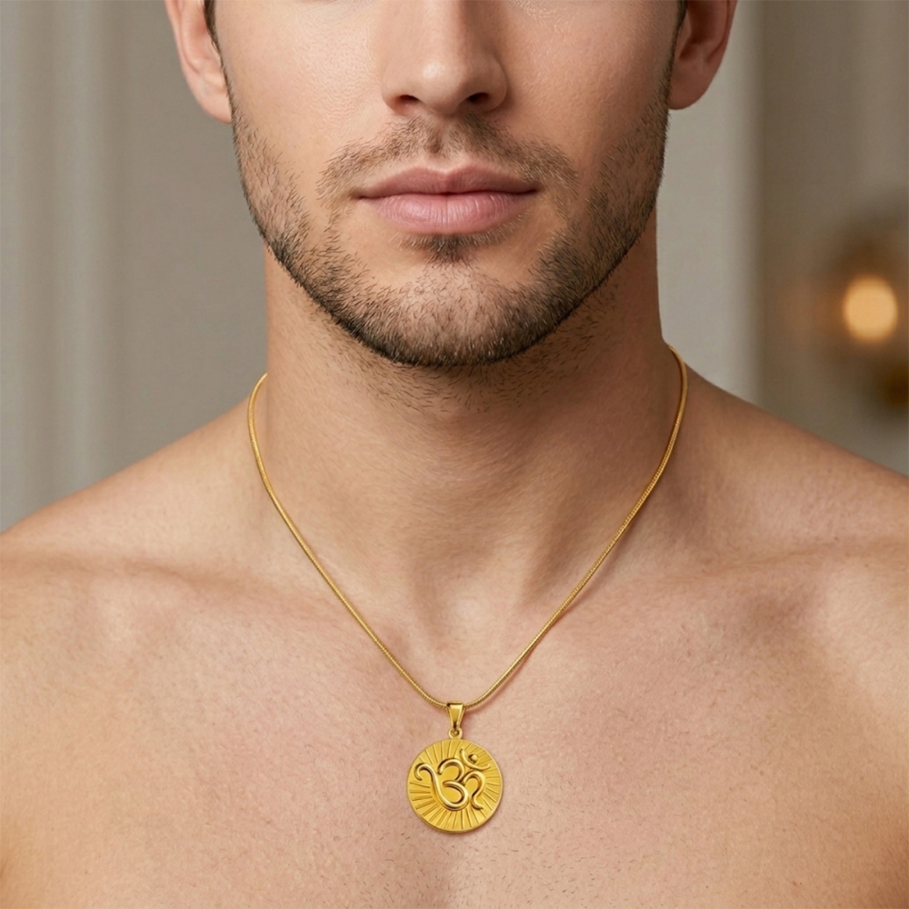 Surya Prakash Om Gold Coin pendant