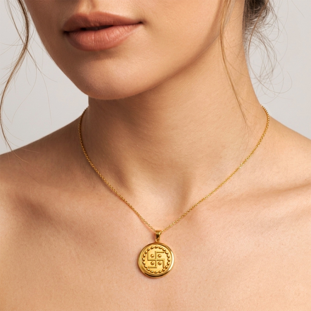 Shubh Swastik Gold Coin Pendant