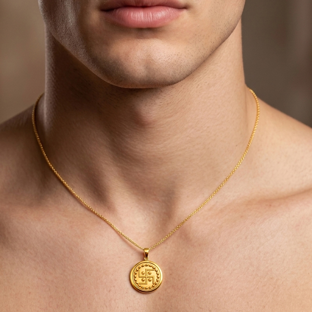 Shubh Swastik Gold Coin Pendant