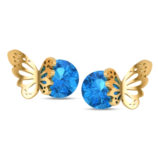 Aaditri Blue Topaz Butterfly Gold Studs Earrings Design for daily use