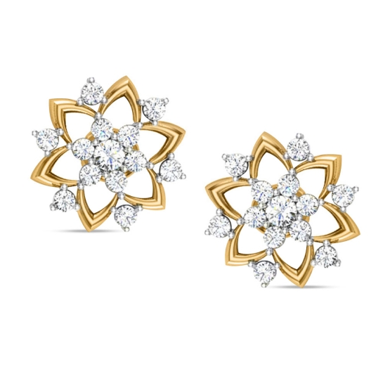 Badarivasa Yellow Gold Stud Earrings