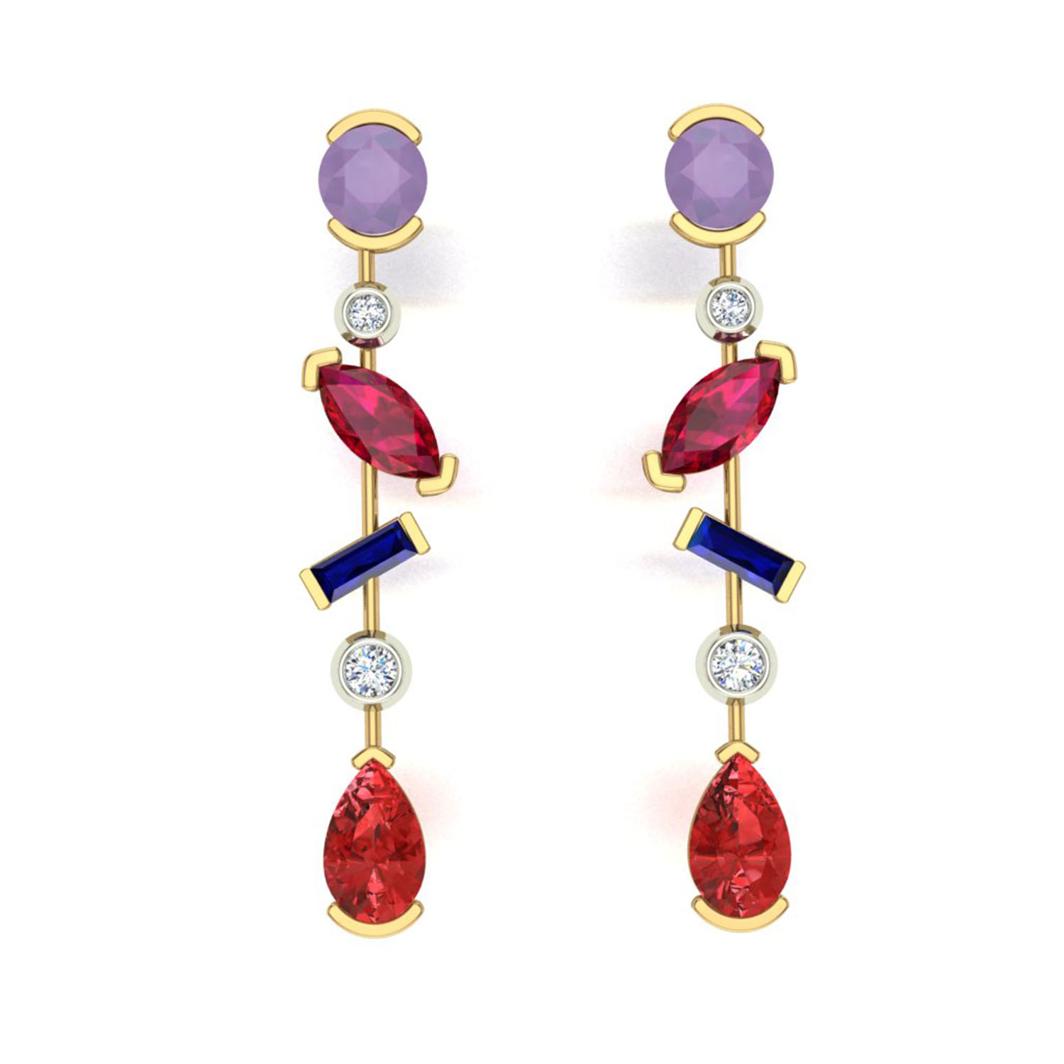 Yellow Gold and Blue Sapphire Diamond Dangle Earrings – Meira T Boutique